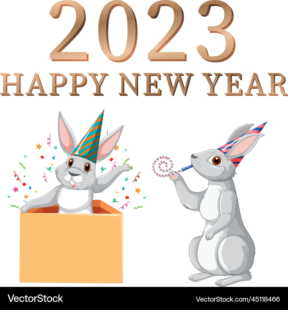 Frohes neues Jahr 2023 Kaninchen Frohes neues Jahr 2023 Kaninchen vektorbild