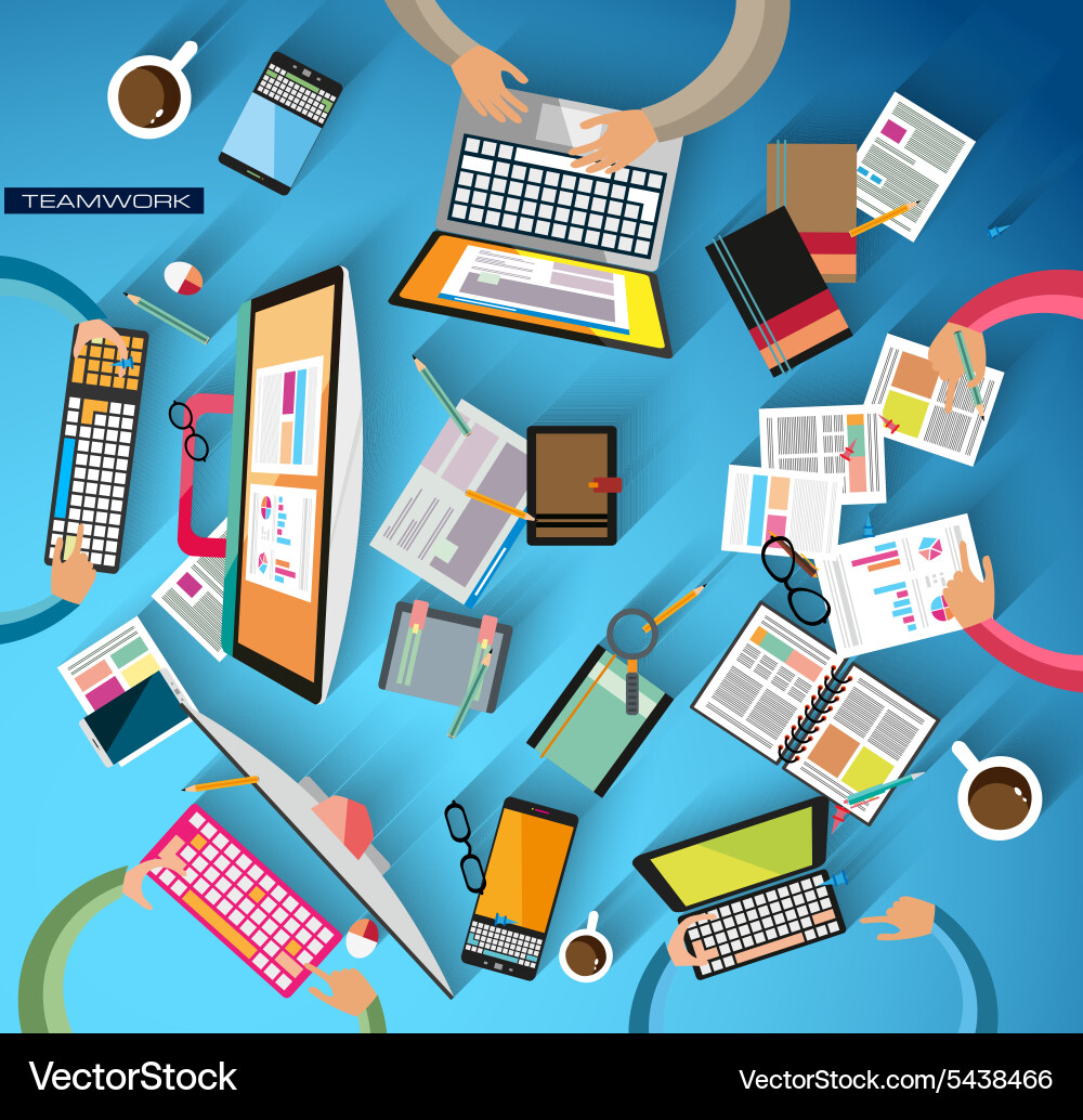 Ideal workspace for teamwork and brainsotrming Vector Image