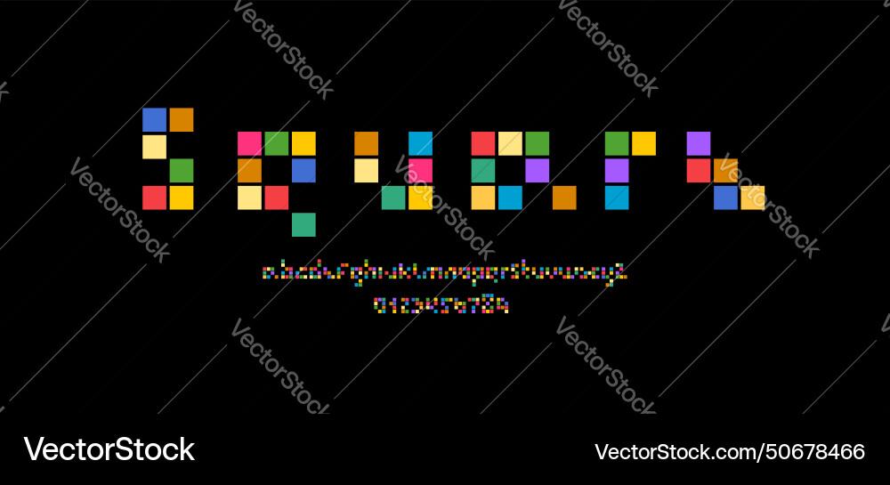 Mosaic font multi-colored alphabet Mosaic font multi-colored alphabet vector image