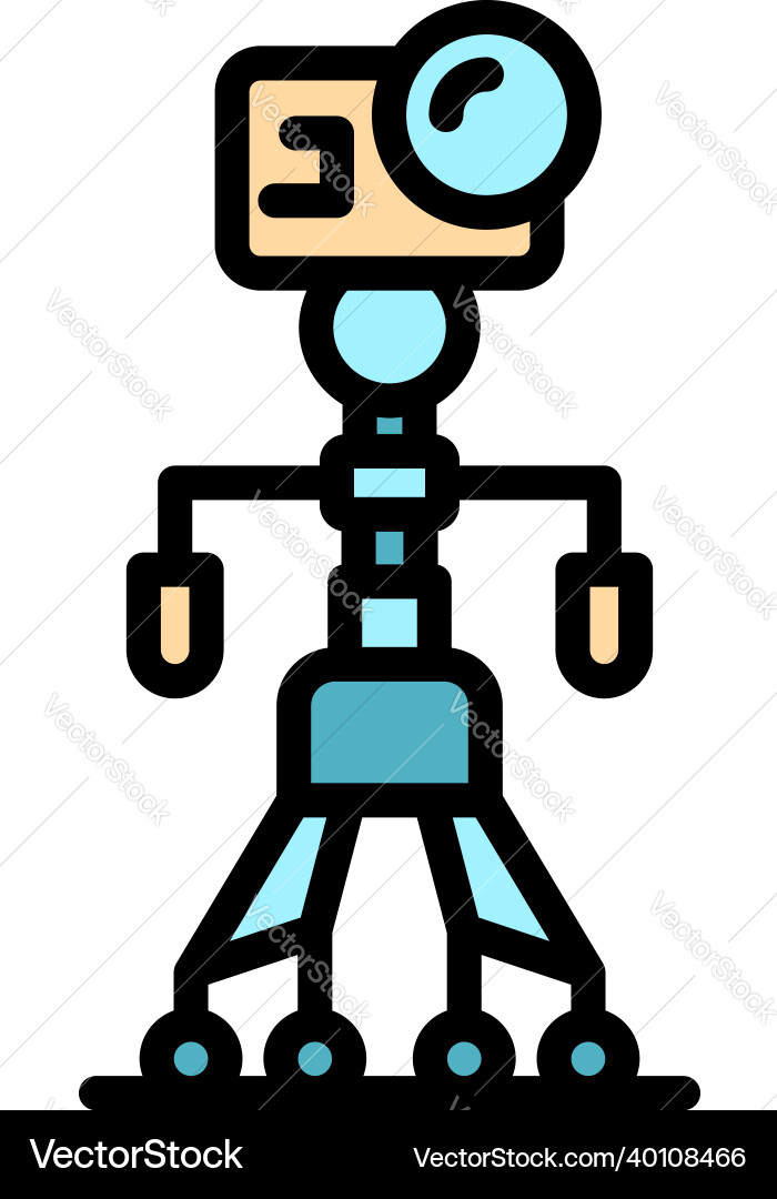 Robot tripod icon color outline Robot tripod icon color outline vector image