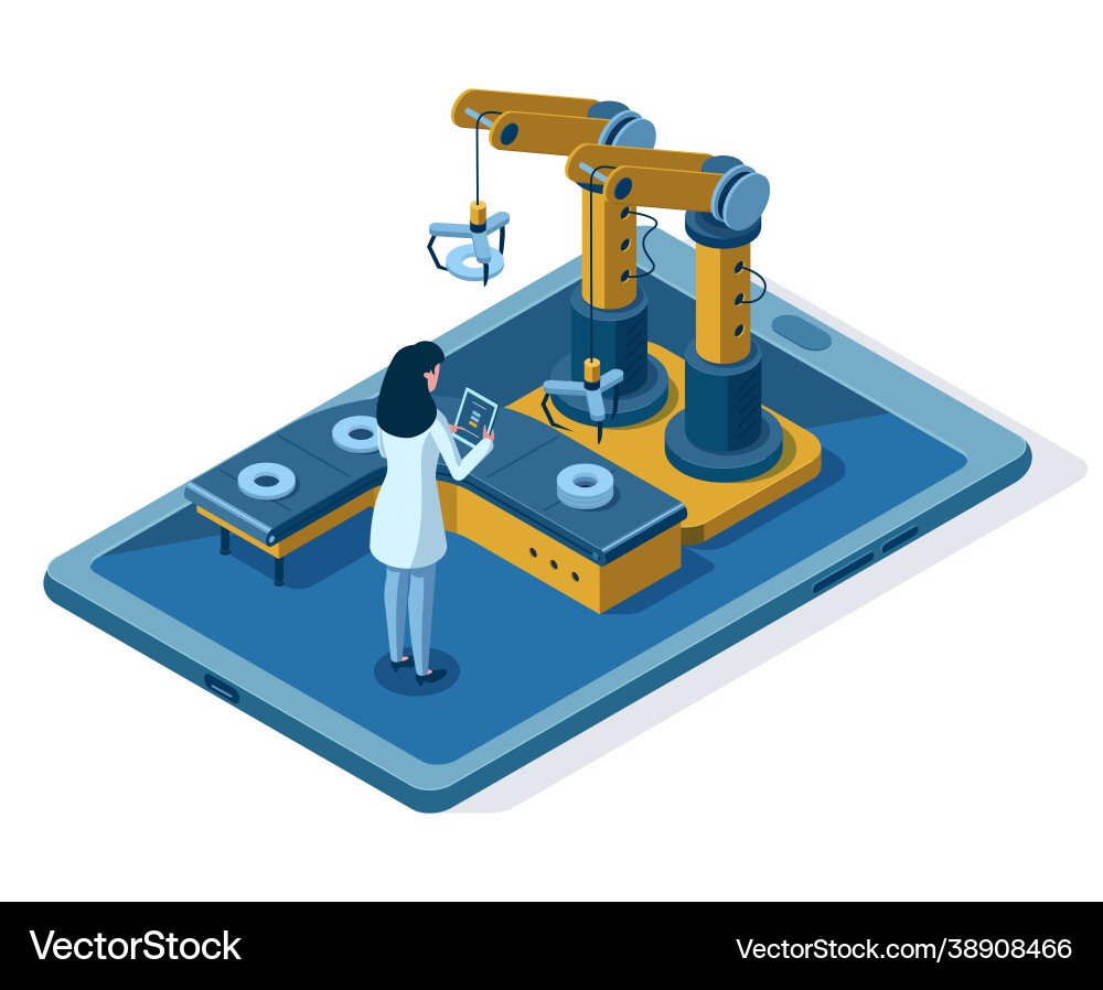 Robotic Arm Automation System vector image