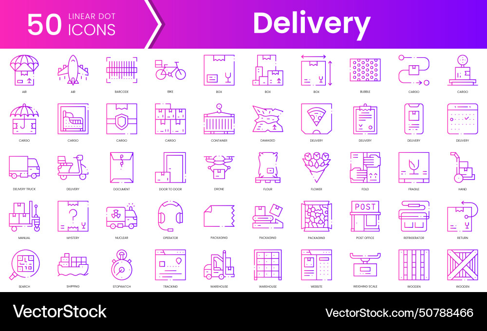 Set of delivery icons gradient style icon bundle Set of delivery icons gradient style icon bundle vector image
