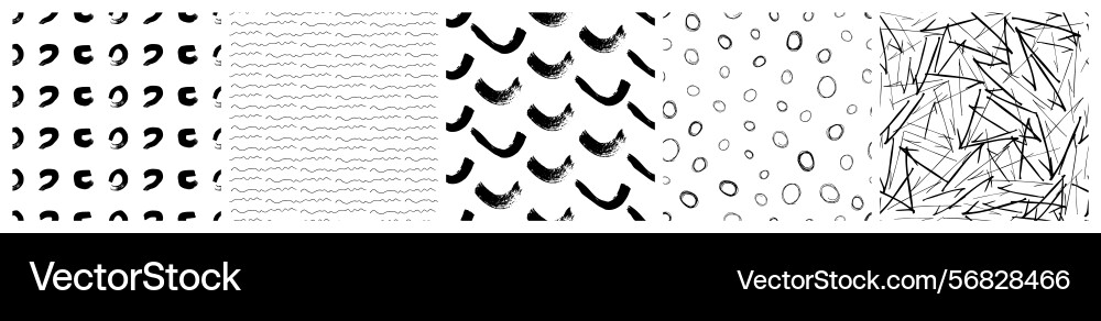 Set of seamless patterns with scribble smears vector image
