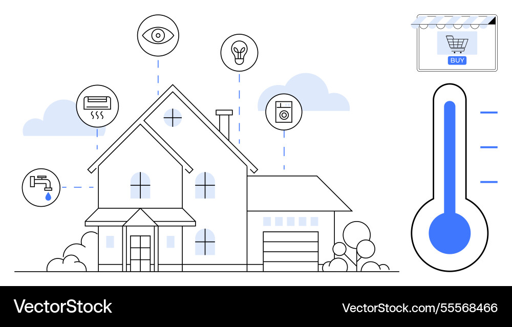 Smart home automation system managing utilities Smart home automation system managing utilities vector image