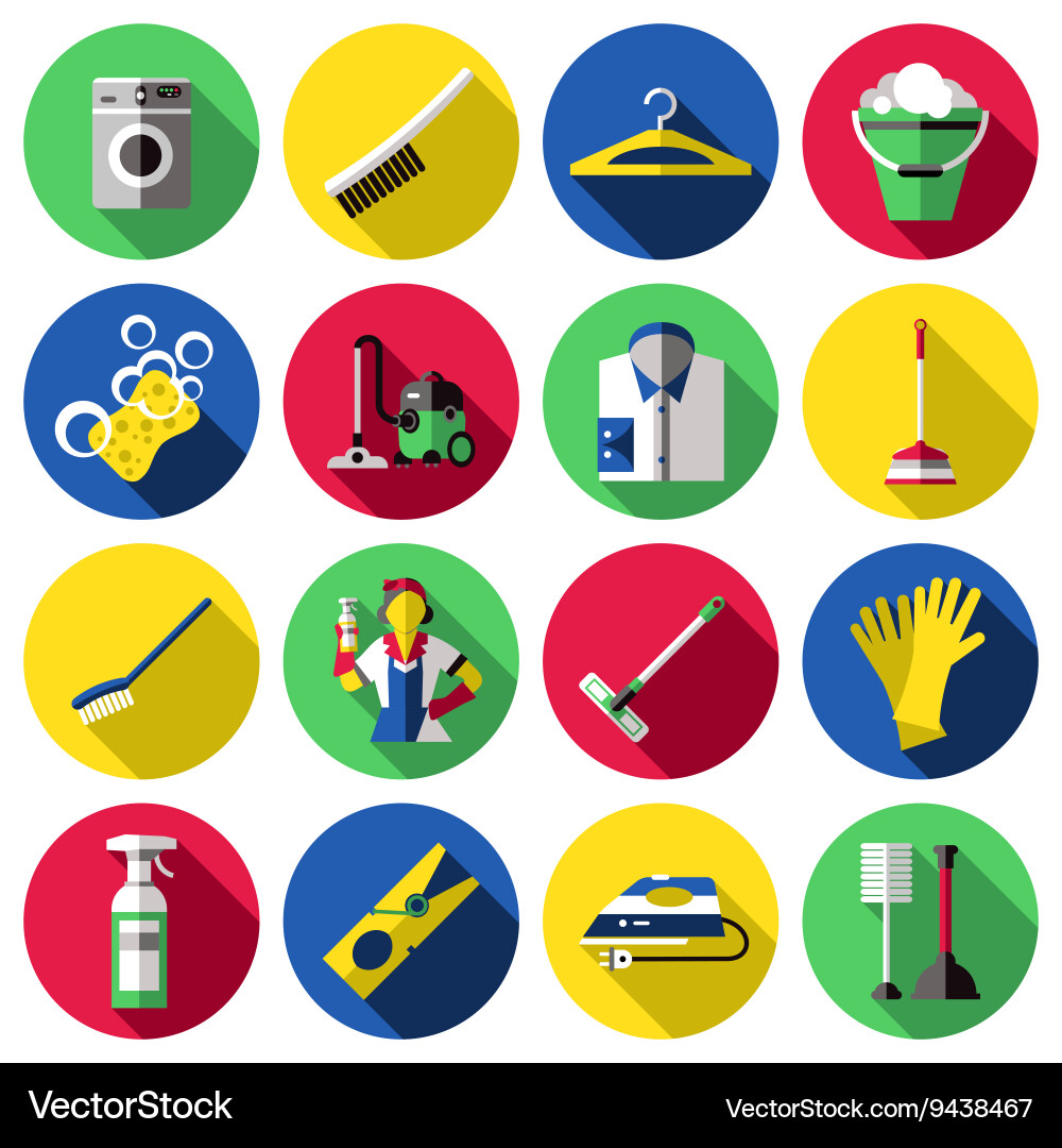 Cleaning Icon Set - Wash & Clean Vector Image