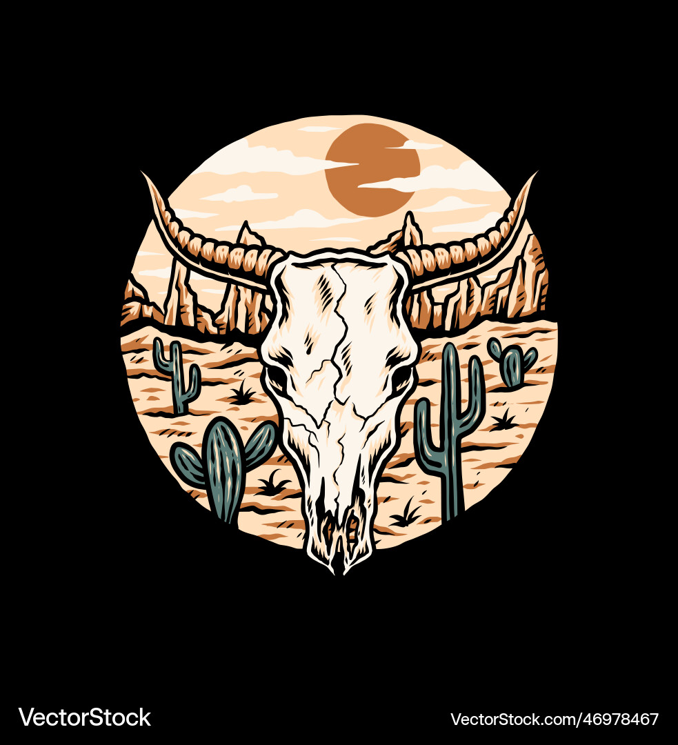 Desert Buffalo Skull Vector Image