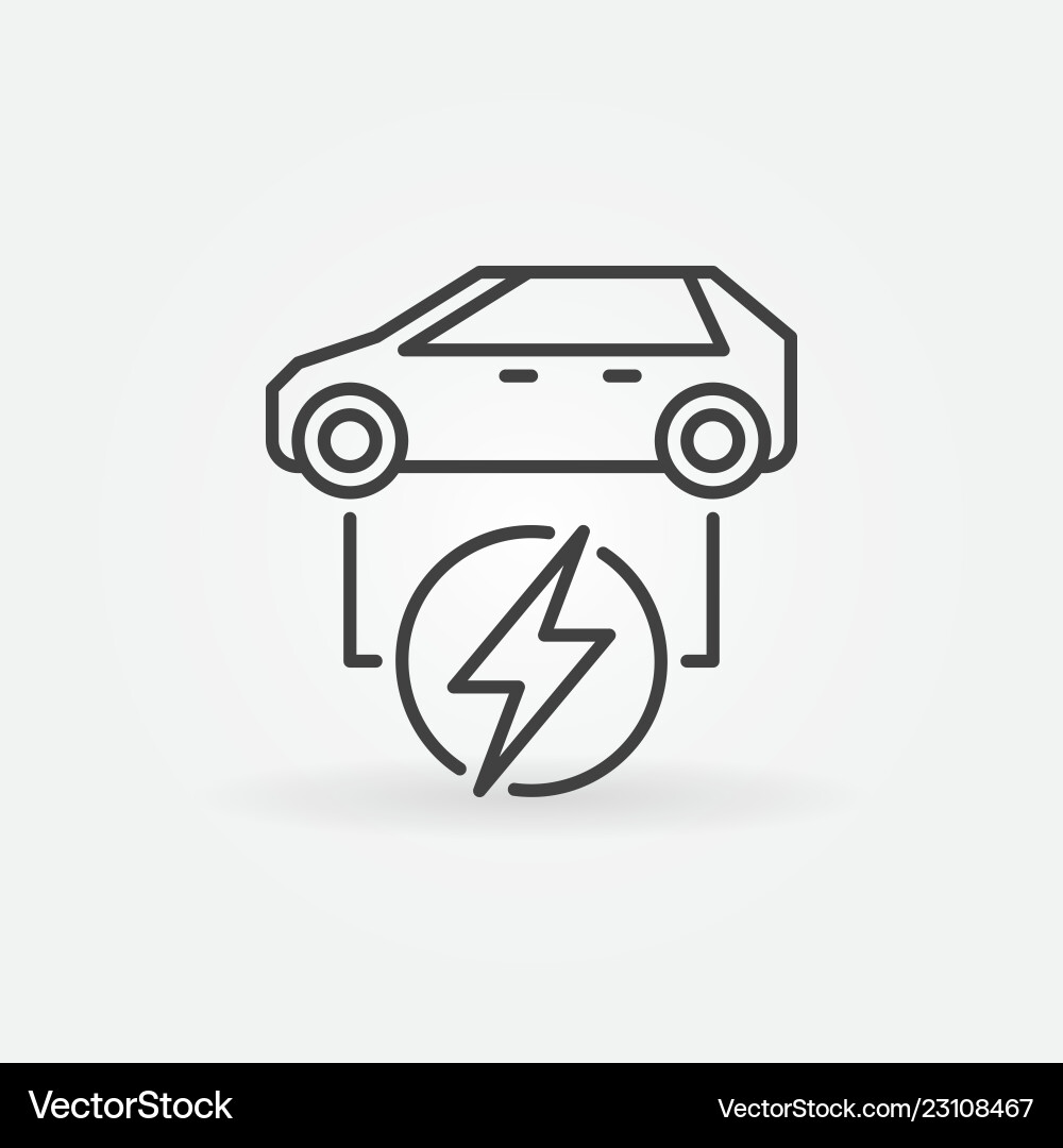 Elektroauto lineare Ikone all-elektrisch Elektroauto lineare Ikone all-elektrisch vektorbild