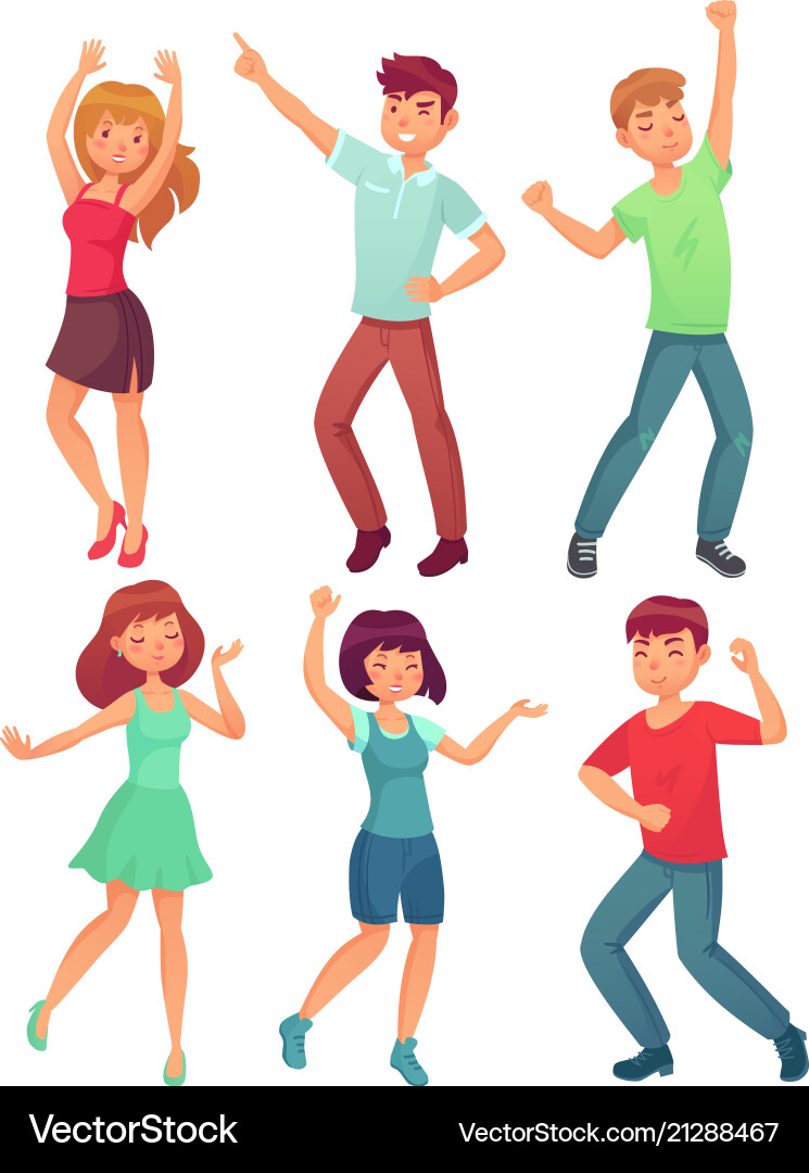 Happy Dancing Teenagers Vector Image