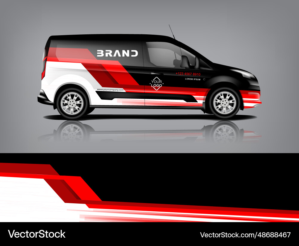Modern Van Wrap Graphics Vector Image