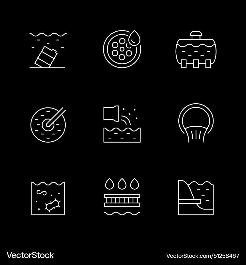 Set line icons of waste water vector image