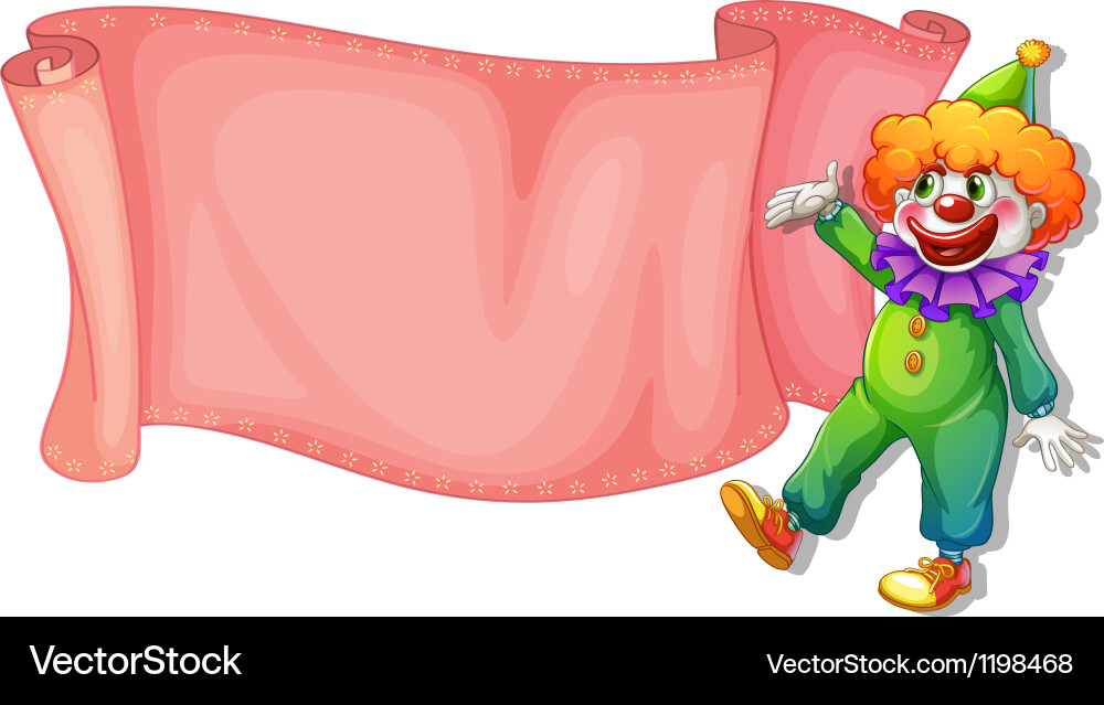 A clown with an empty signage Vector Image