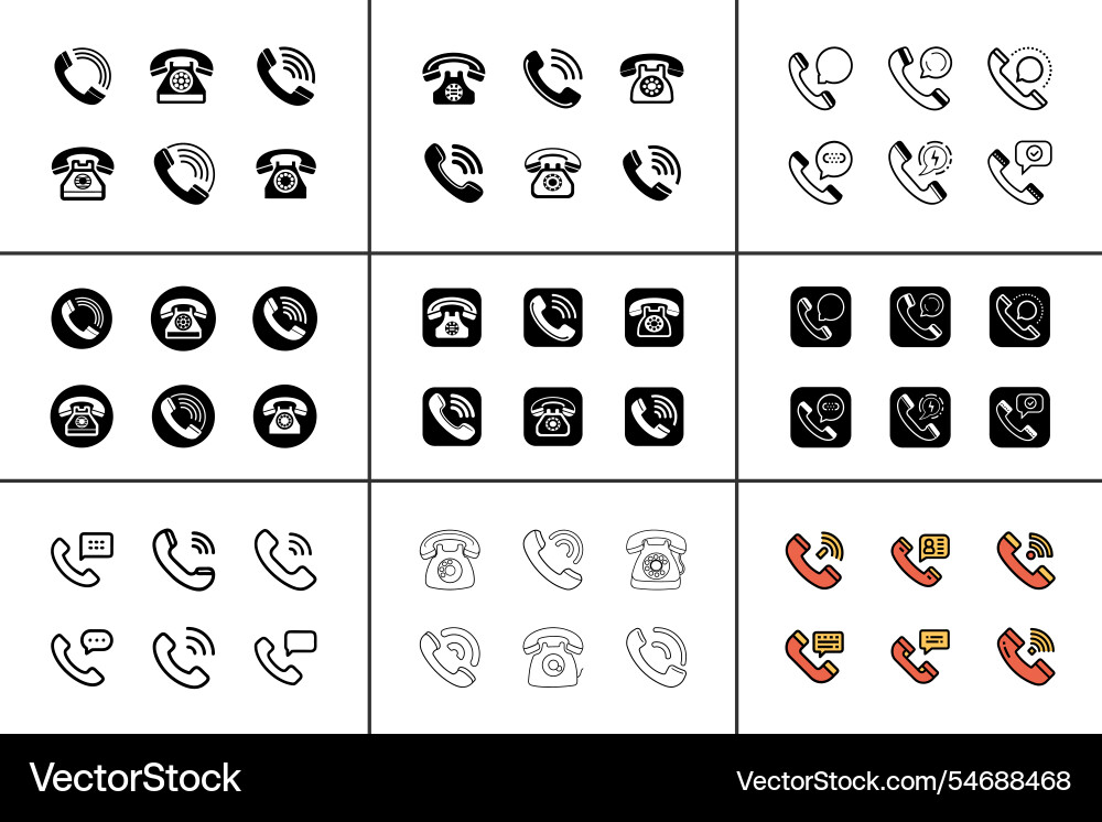 Art style call icon bundle set design Art style call icon bundle set design vector image
