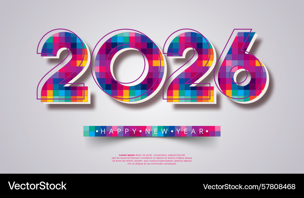 Bold 2026 numbers with colorful mosaic pattern Vector Image