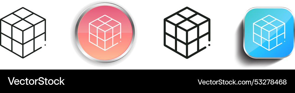 Cube icon thin linear regular and button style vector image