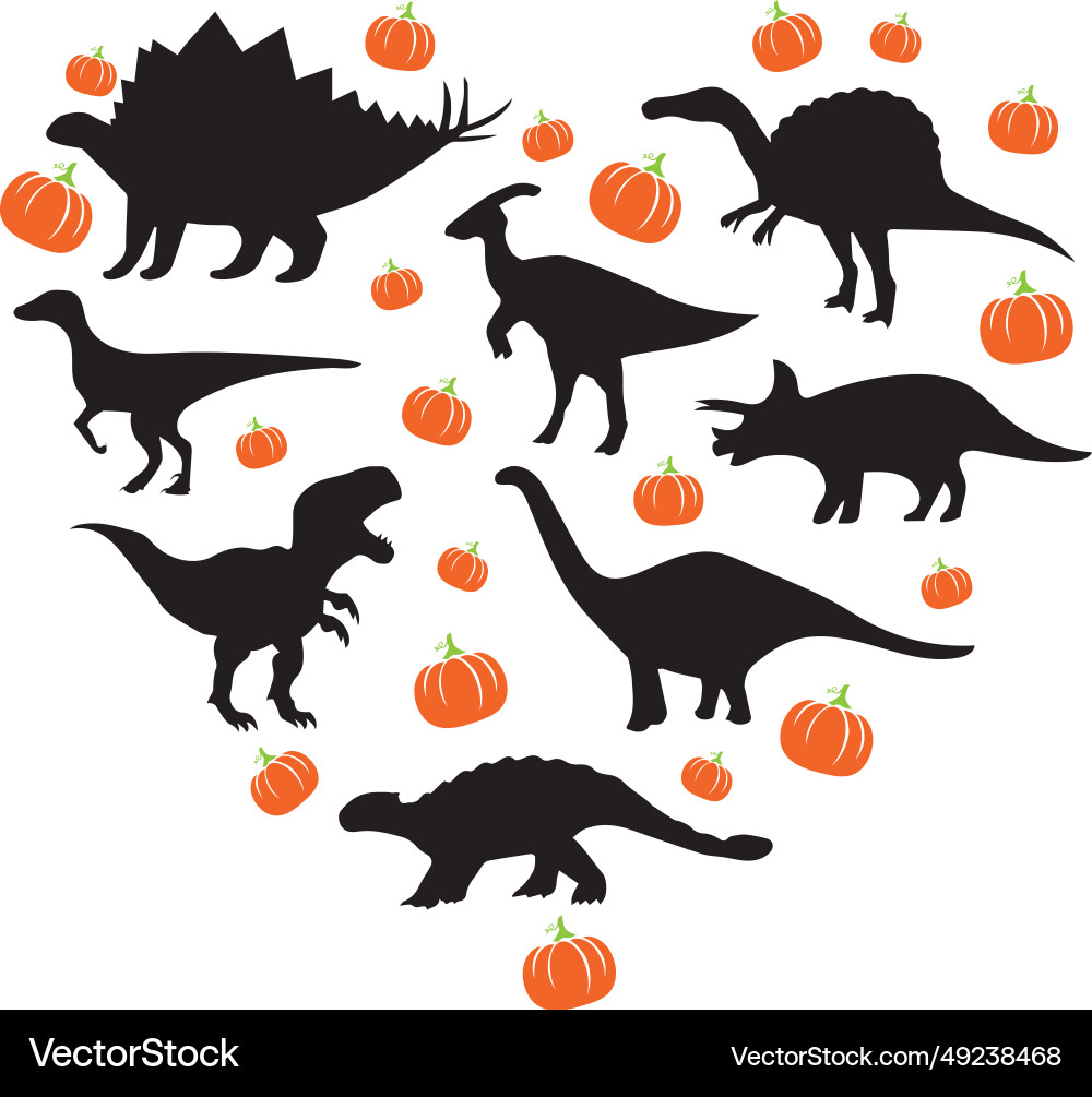 Dinosaur pumpkin heart vector image