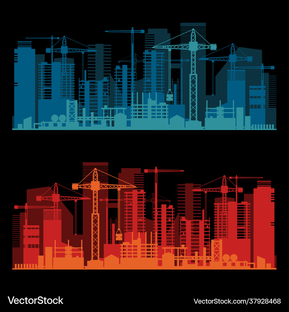 Industrial trendy city skyline farbige Sets Industrial trendy city skyline farbige Sets vektorbild