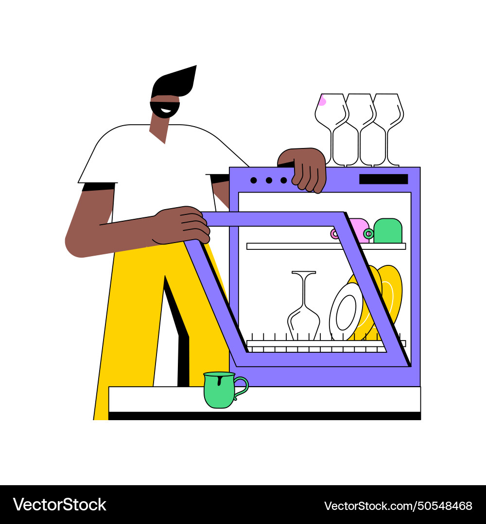 Loading Dishwasher Isolated Cartoon Royalty Free Vector