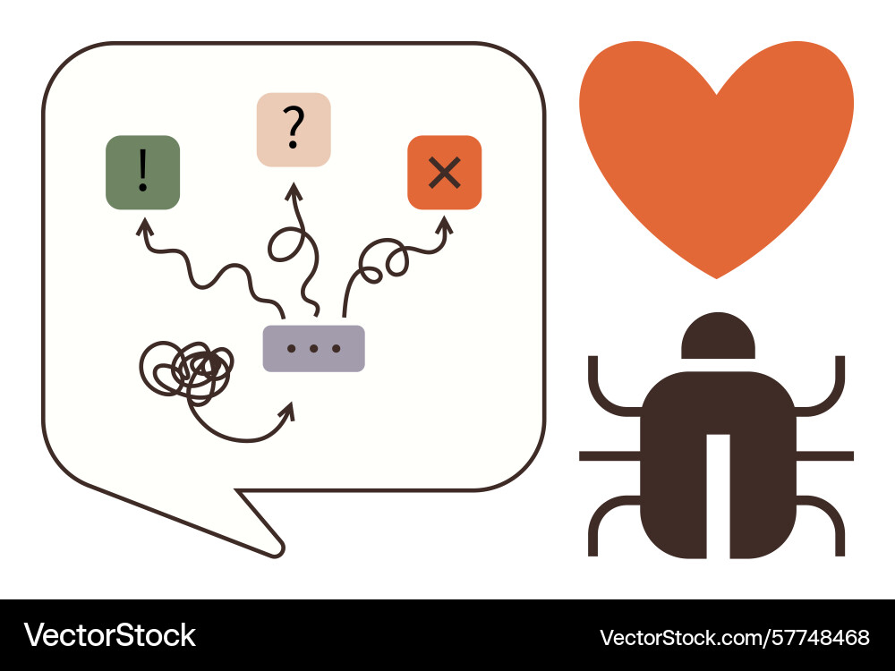 Problem-solving process with communication bubble Problem-solving process with communication bubble vector image