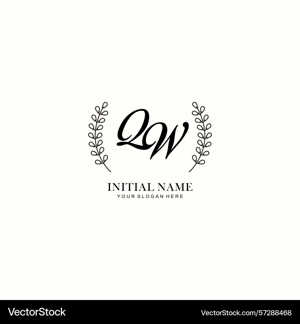 Qw initial logo templates with botanical elements Vector Image