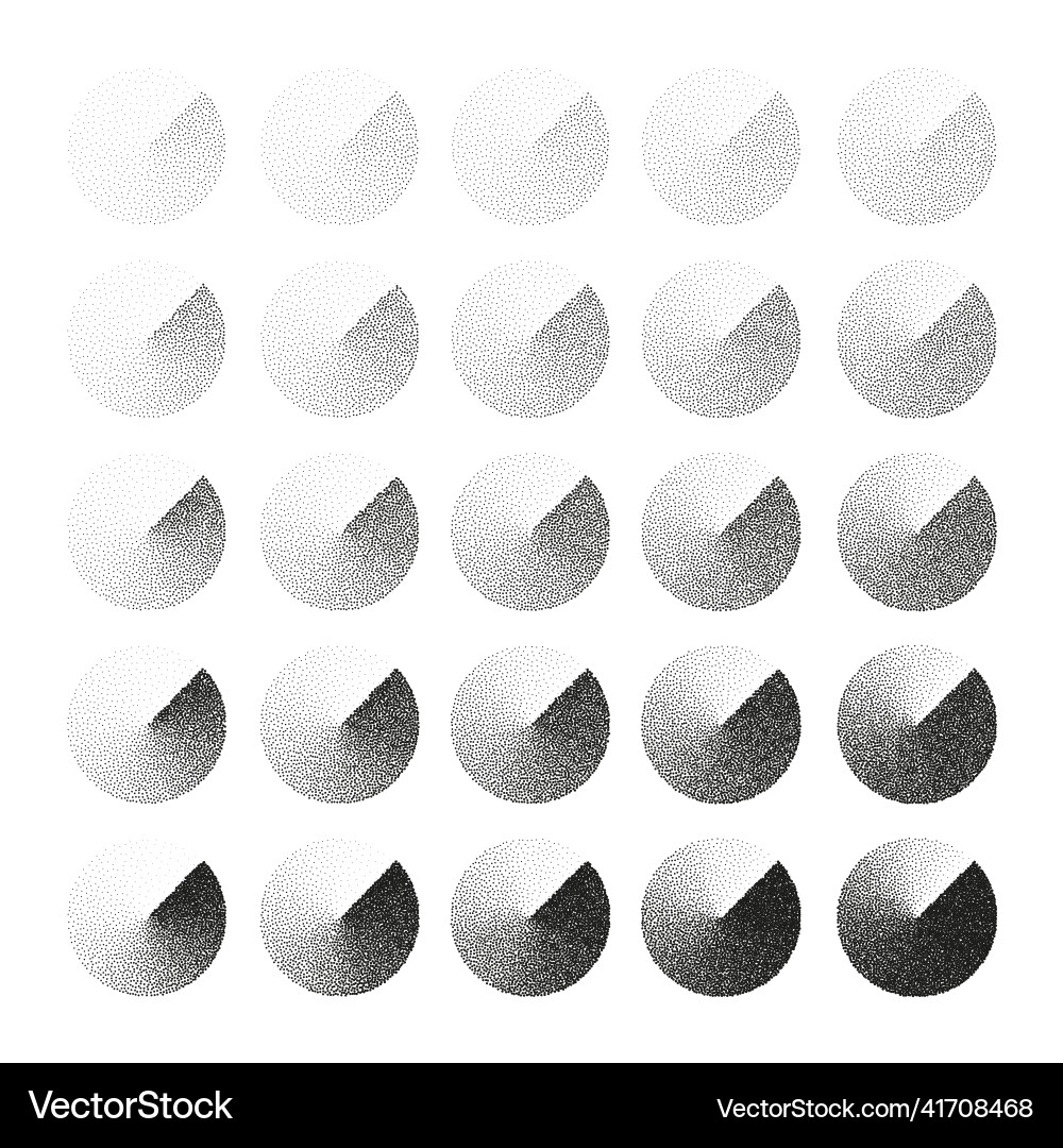 Round shaped dotted objects stipple elements Round shaped dotted objects stipple elements vector image