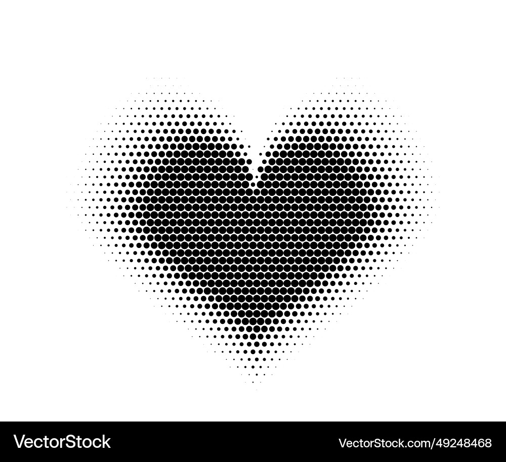 Screentone heart with dot pattern halftone Vector Image