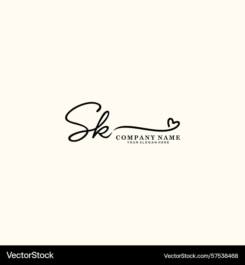 Signature style sk initial logos initials logo Vector Image
