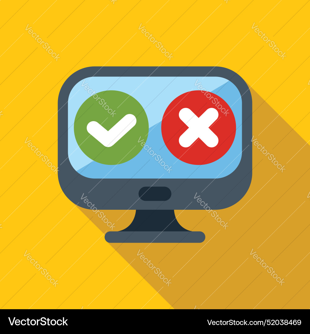 Computer screen showing right and wrong choices Computer screen showing right and wrong choices Vector Image