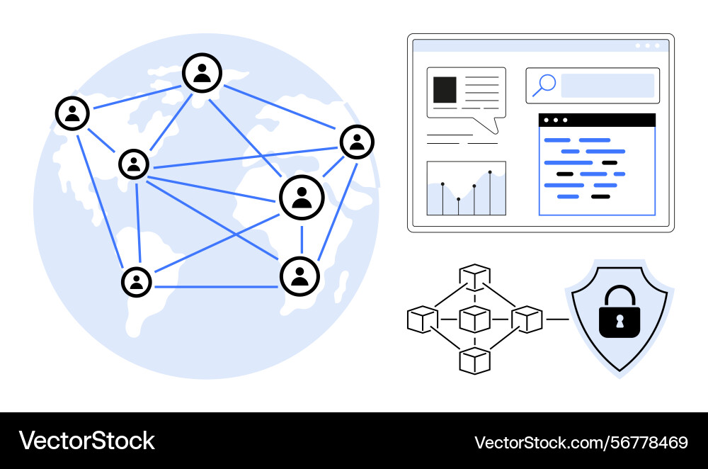 Global network connections blockchain technology Global network connections blockchain technology vector image
