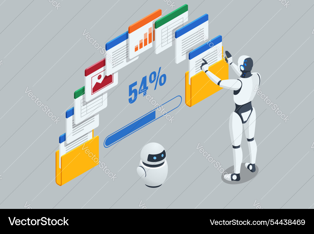Isometric ai artificial intelligence an ai-driven Isometric ai artificial intelligence an ai-driven vector image