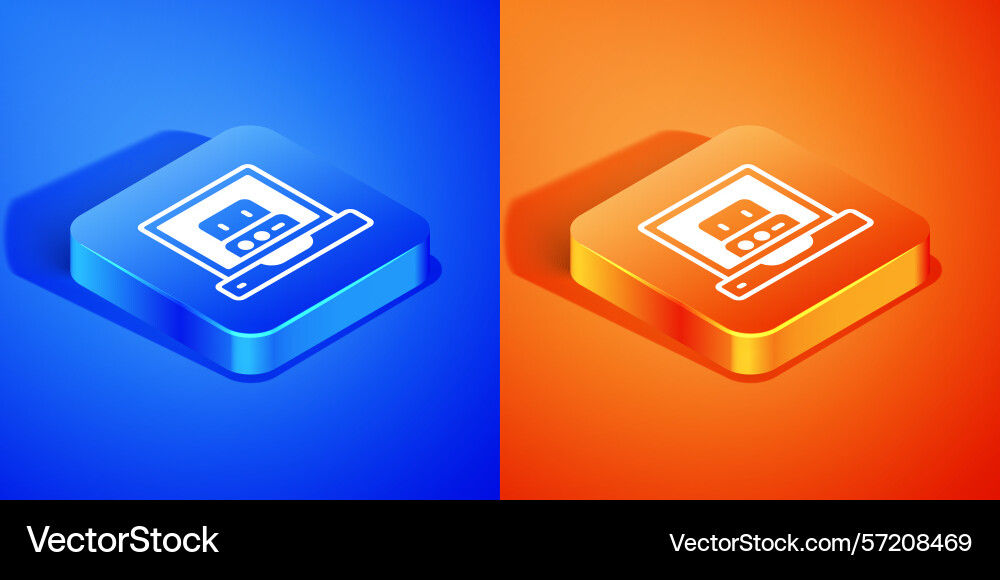 Isometric creating robot icon isolated on blue Isometric creating robot icon isolated on blue vector image
