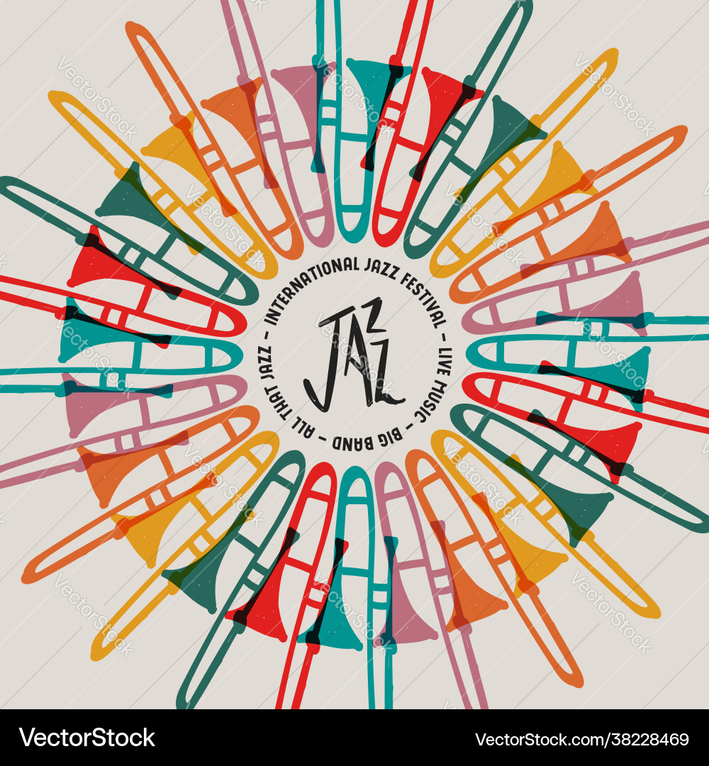 Jazz festival trumpet instrument doodle poster Jazz festival trumpet instrument doodle poster vector image