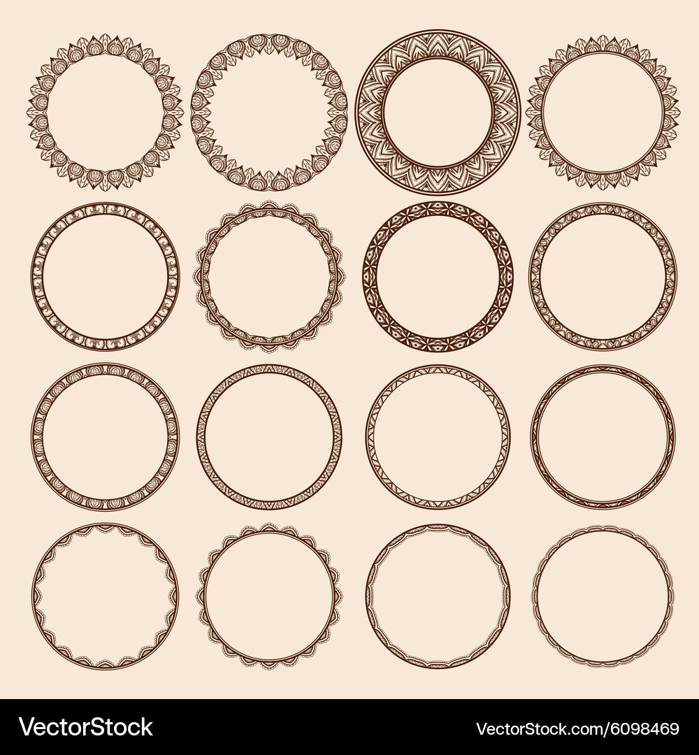 Set of round pattern frames Vector Image