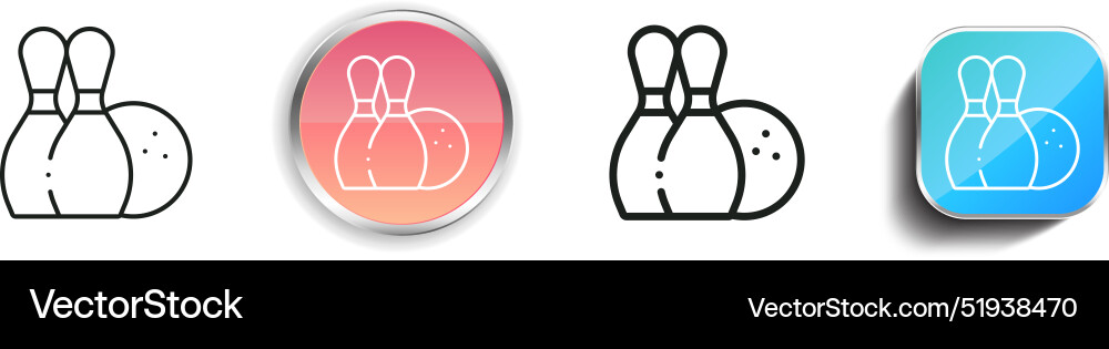 Bowling pins icon thin linear regular and button vector image