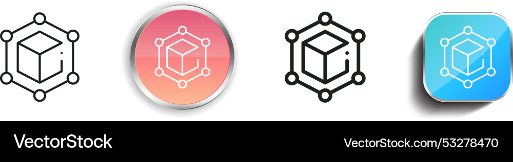 Cube Symbol dünn linear regelmäßig und Knopf Stil Cube Symbol dünn linear regelmäßig und Knopf Stil vektorbild