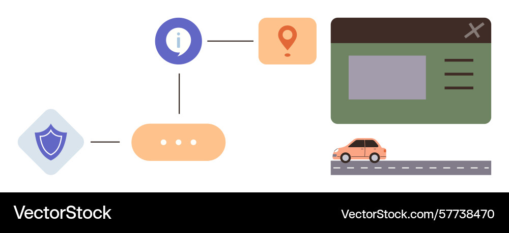 Data flow representation with map pin security Data flow representation with map pin security vector image