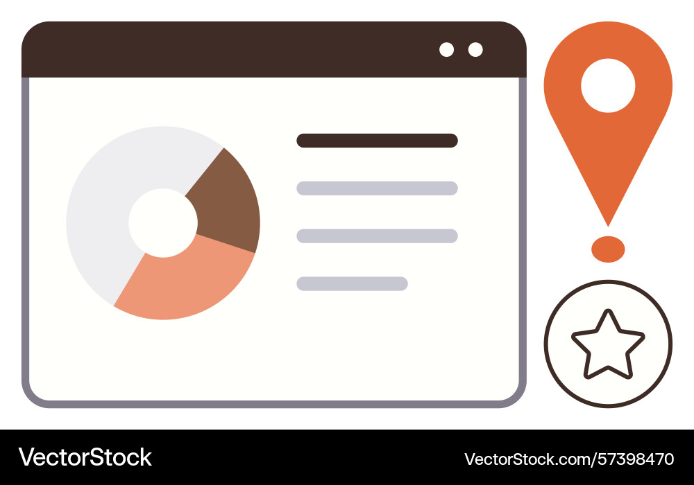 Data visualization with graph location marker Data visualization with graph location marker vector image