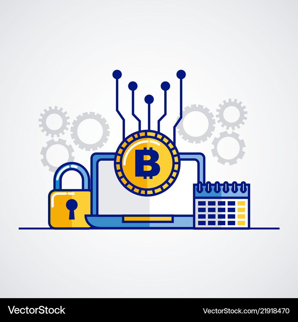 Fintech bitcoin cryptocurrency – Royalty-Free Vector | VectorStock