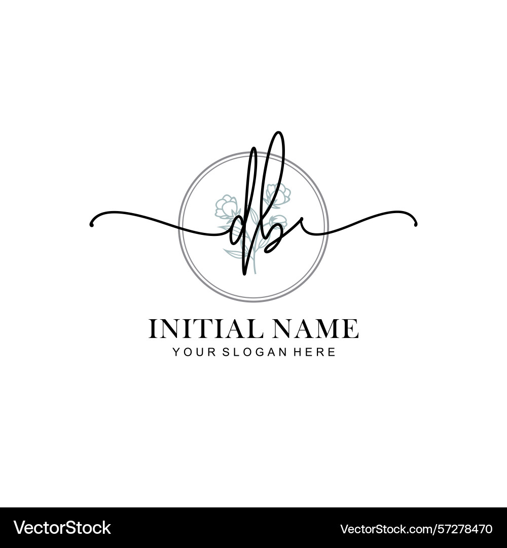 Floral monogram logos with db initials Floral monogram logos with db initials Vector Image