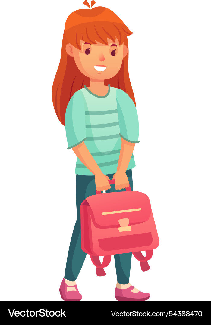 Glückliche junge Studentin Mädchen mit rosa Satchel Glückliche junge Studentin Mädchen mit rosa Satchel vektorbild