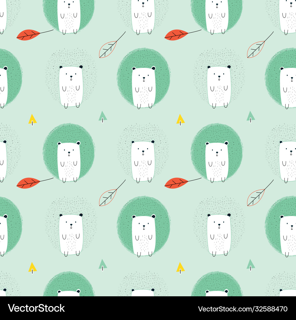 Hedgehog print design seamless pattern Hedgehog print design seamless pattern vector image