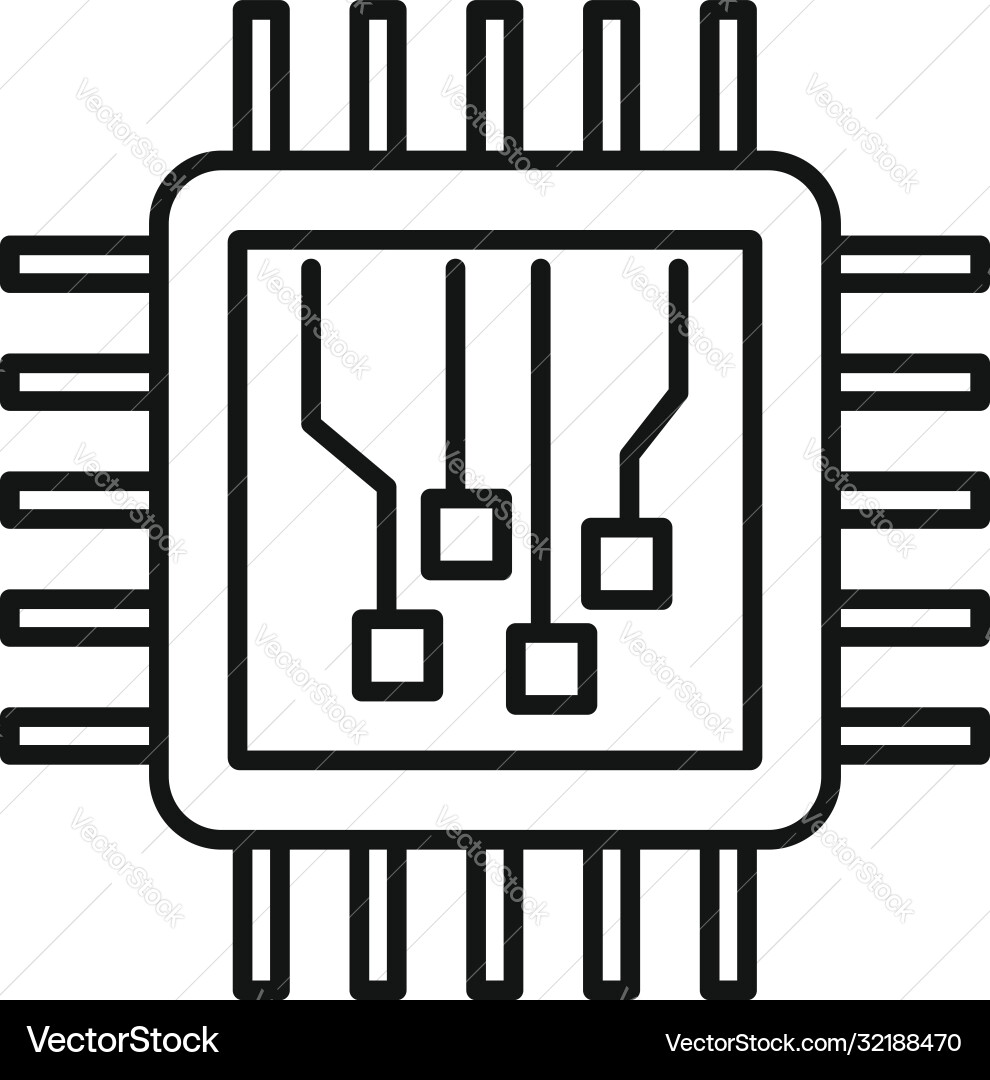 Machine learning processor icon outline style Machine learning processor icon outline style vector image