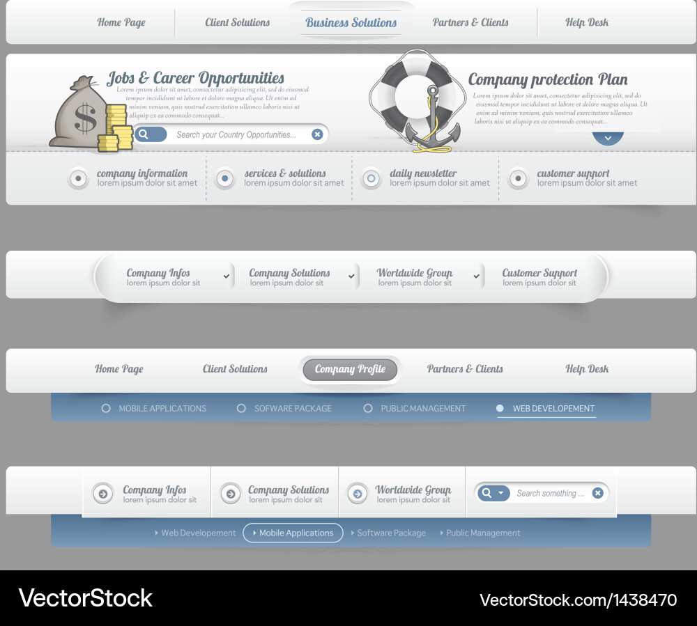 Web site design menu Vector Image