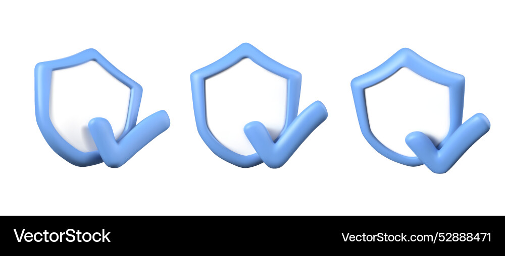 3d empty shield with check mark symbol 3d empty shield with check mark symbol vector image