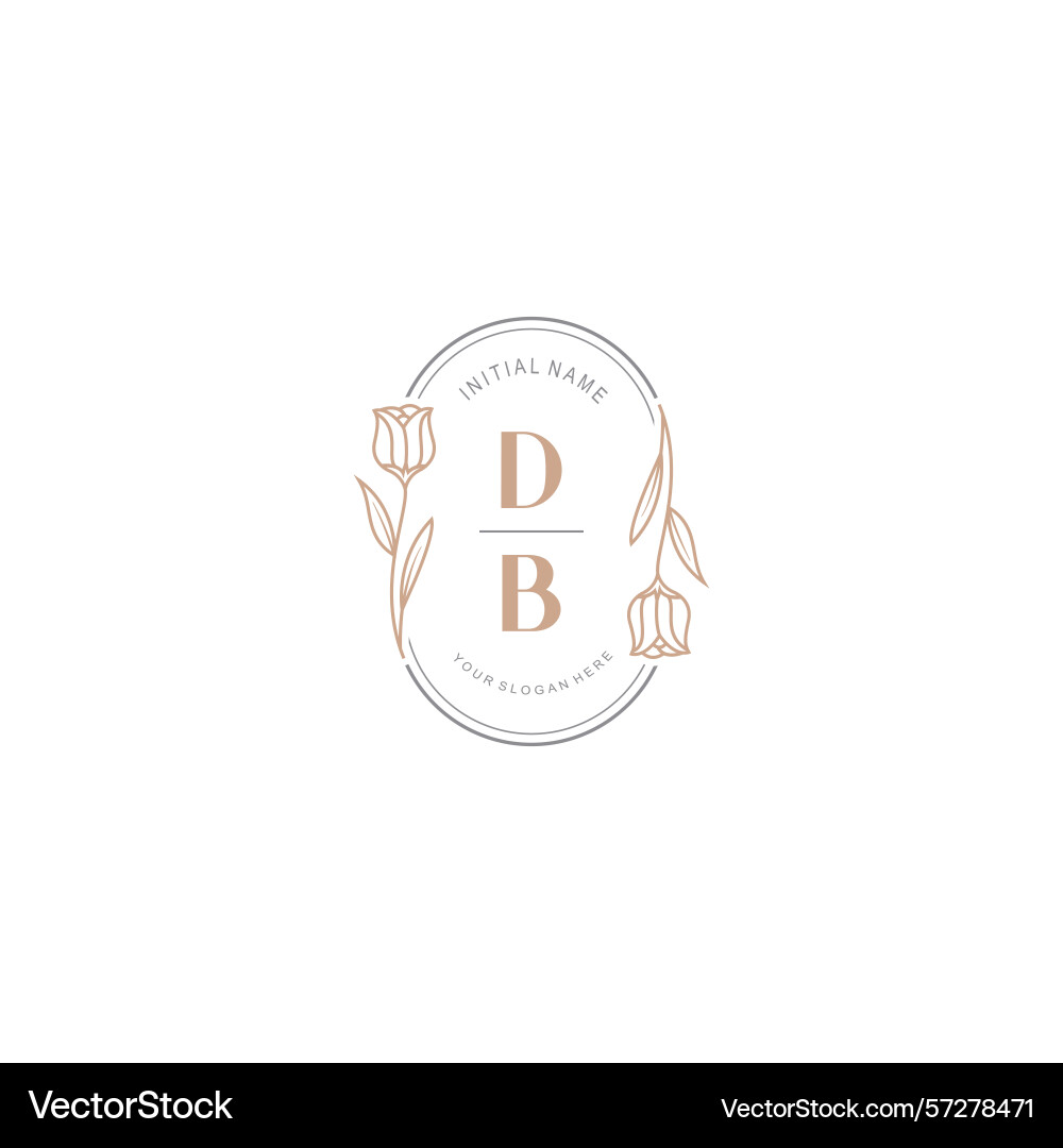 Botanical monogram logos with initial db Botanical monogram logos with initial db Vector Image