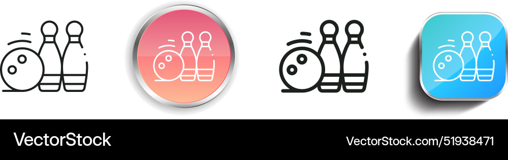 Bowling pins icon thin linear regular and button vector image