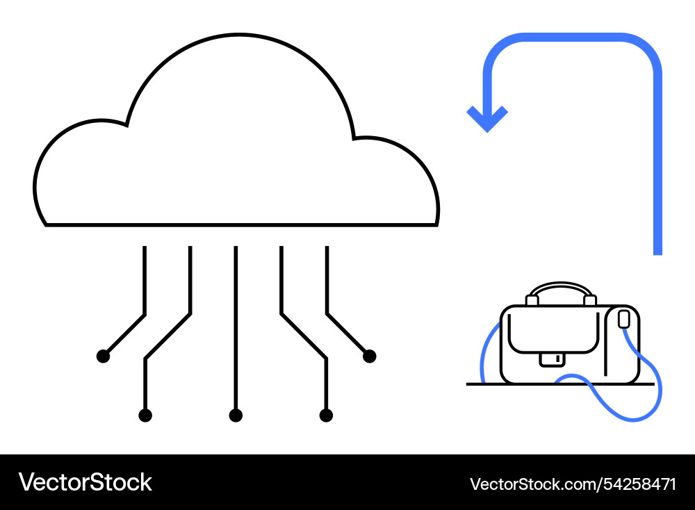Cloud computing connectivity with briefcase Cloud computing connectivity with briefcase Vector Image