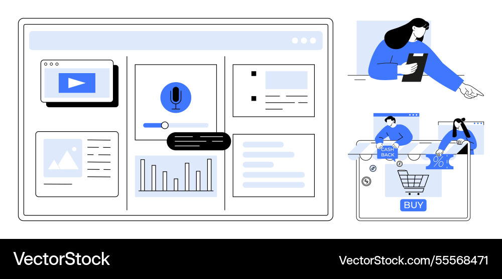 Digital marketing interface with analytics Vector Image