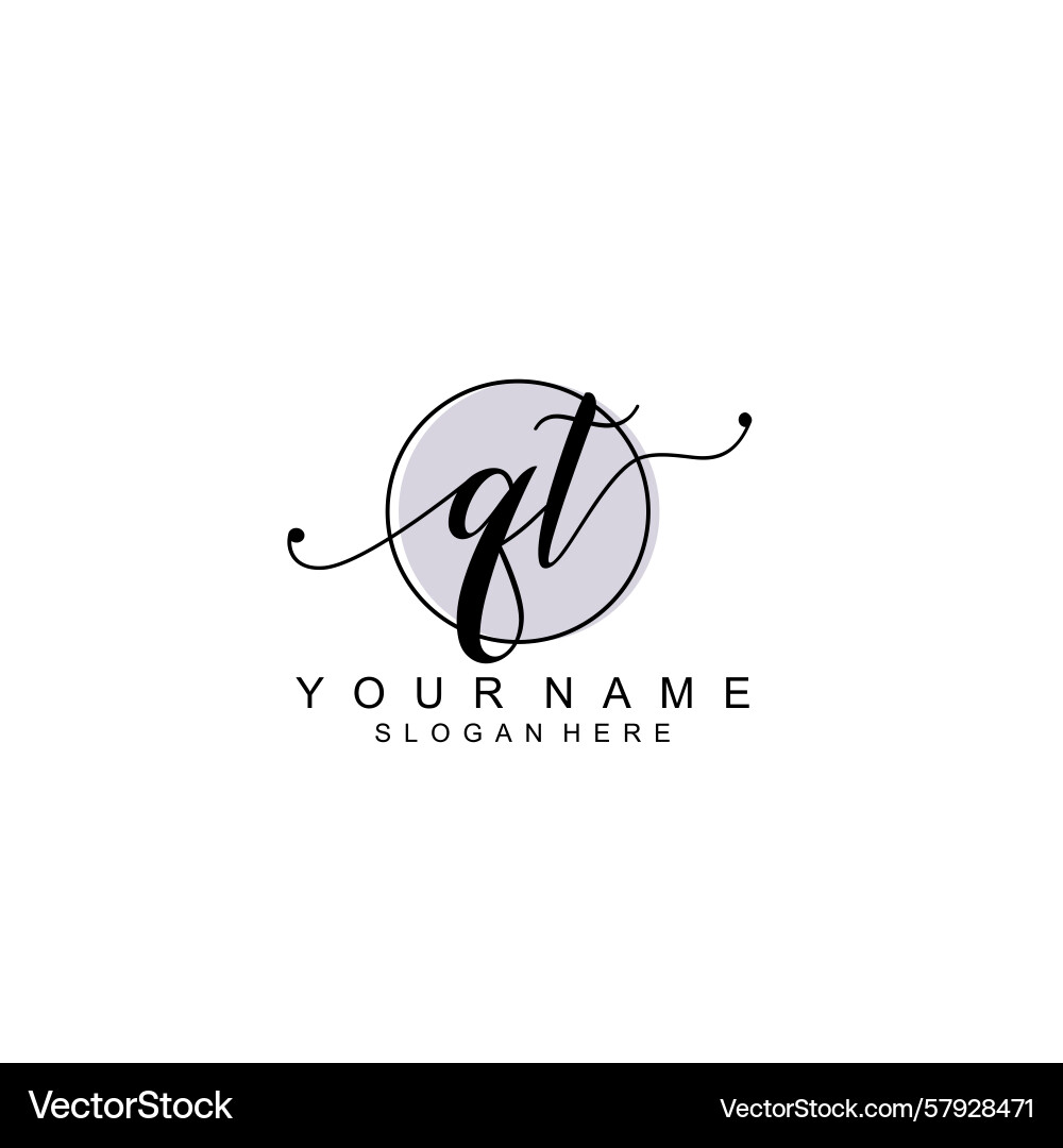 Handwriting logo concepts with initial qt Handwriting logo concepts with initial qt Vector Image