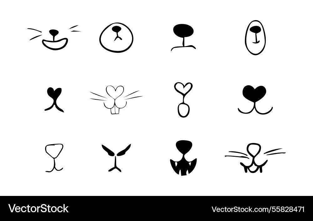 Pet Mund Comic niedliche Linie doodle Zeichnung Set Lippen Pet Mund Comic niedliche Linie doodle Zeichnung Set Lippen vektorbild