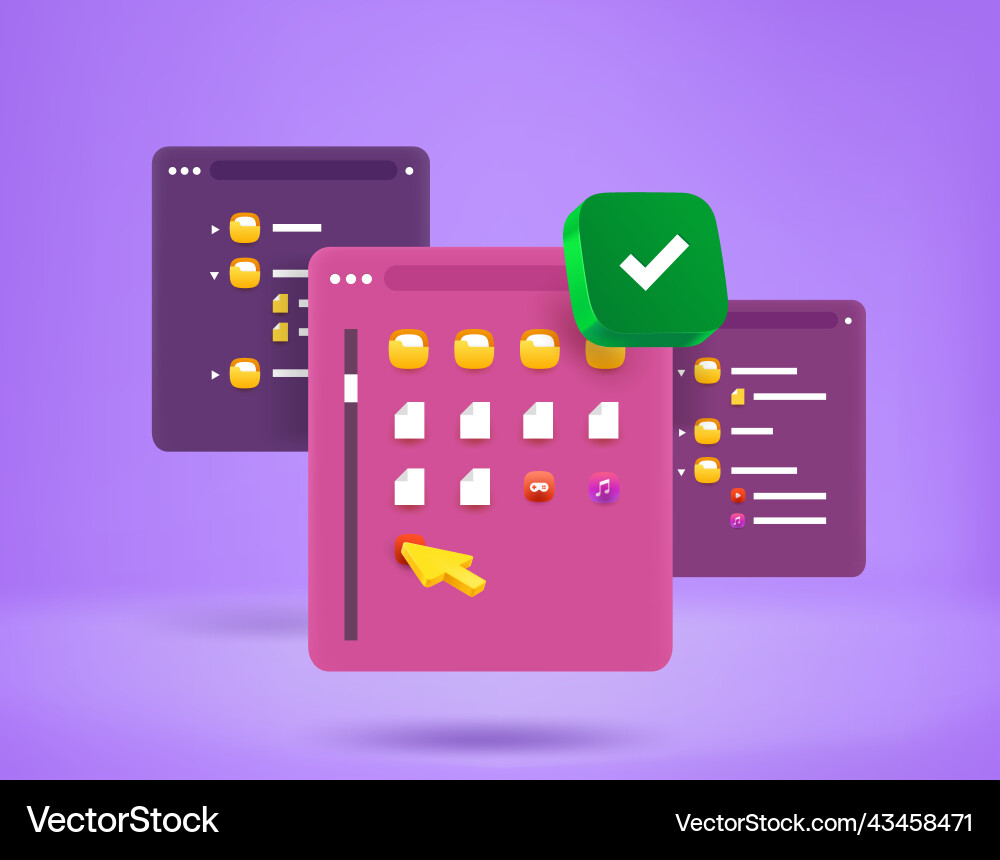 Selected folder on computer 3d concept Selected folder on computer 3d concept vector image